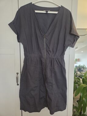 Universal Thread Charcoal Gray Zip-Front Midi Dress